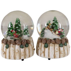 Schneekugel 10cm mit Spieluhr, 2 Designs, VE-8(1)