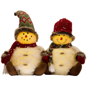 Schneemann 30cm (49cm) LED+Timer, 2 Designs, VE-6