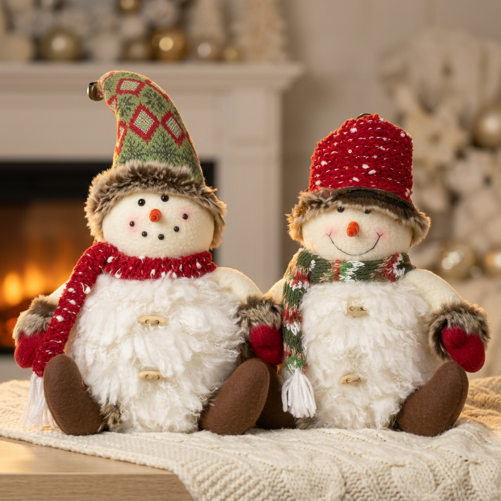 Bonhomme de neige 30cm (49cm) LED+minuterie, 2 modèles, VE-6