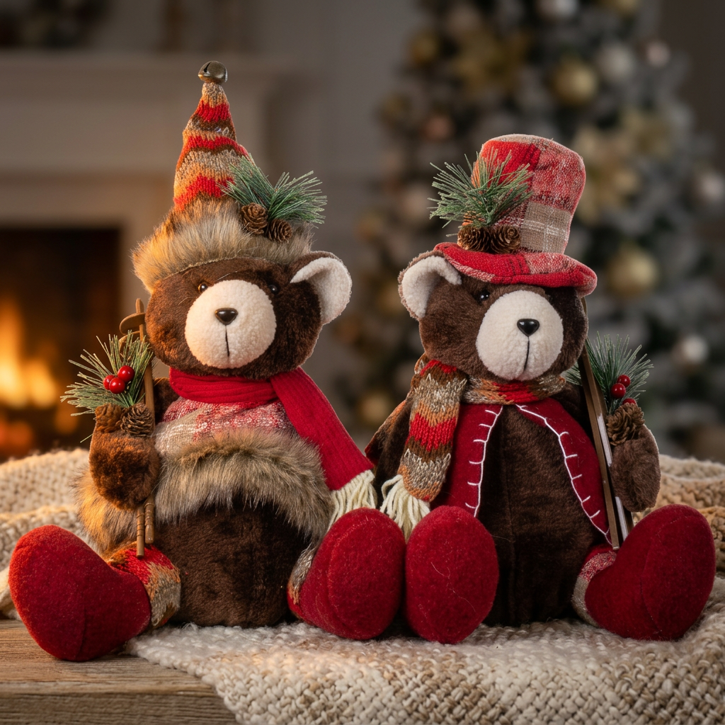 Orso di Natale seduto 35cm (43cm), 2 modelli, VE-6