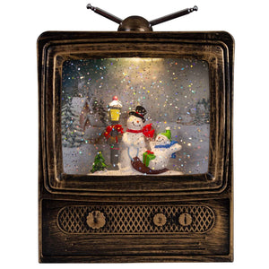 LED Schneelaterne 16x23cm, TV+Schneemann, VE-12(1)