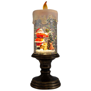 LED Schneelaterne, Kerze mit Santa, VE-12(1)