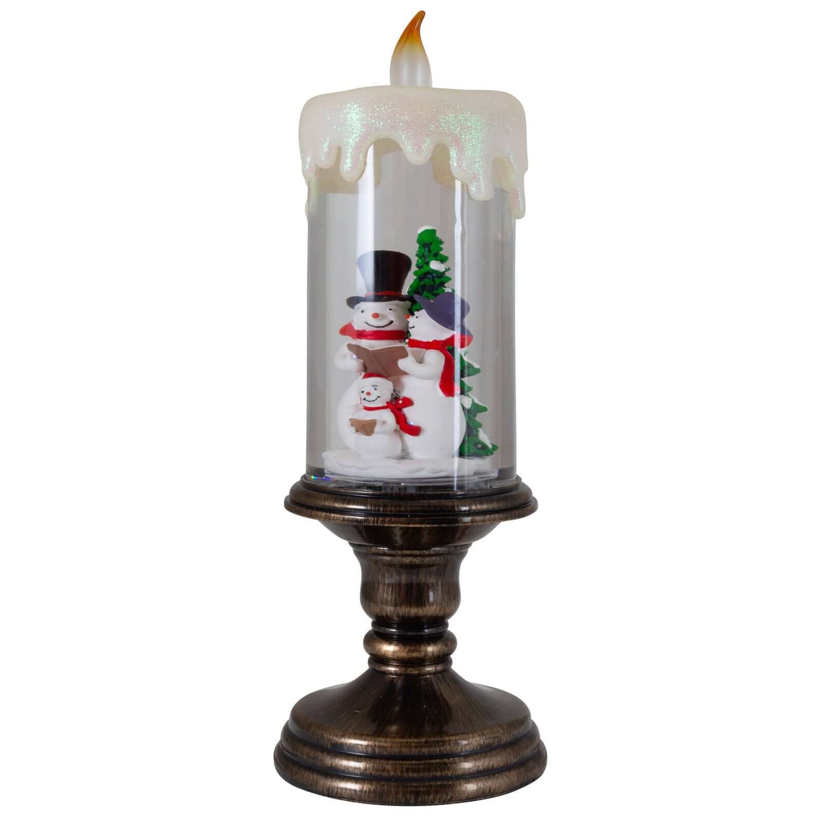 LED Schneelaterne, Kerze+Schneemann, VE-12(1)