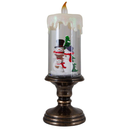 LED Schneelaterne, Kerze+Schneemann, VE-12(1)