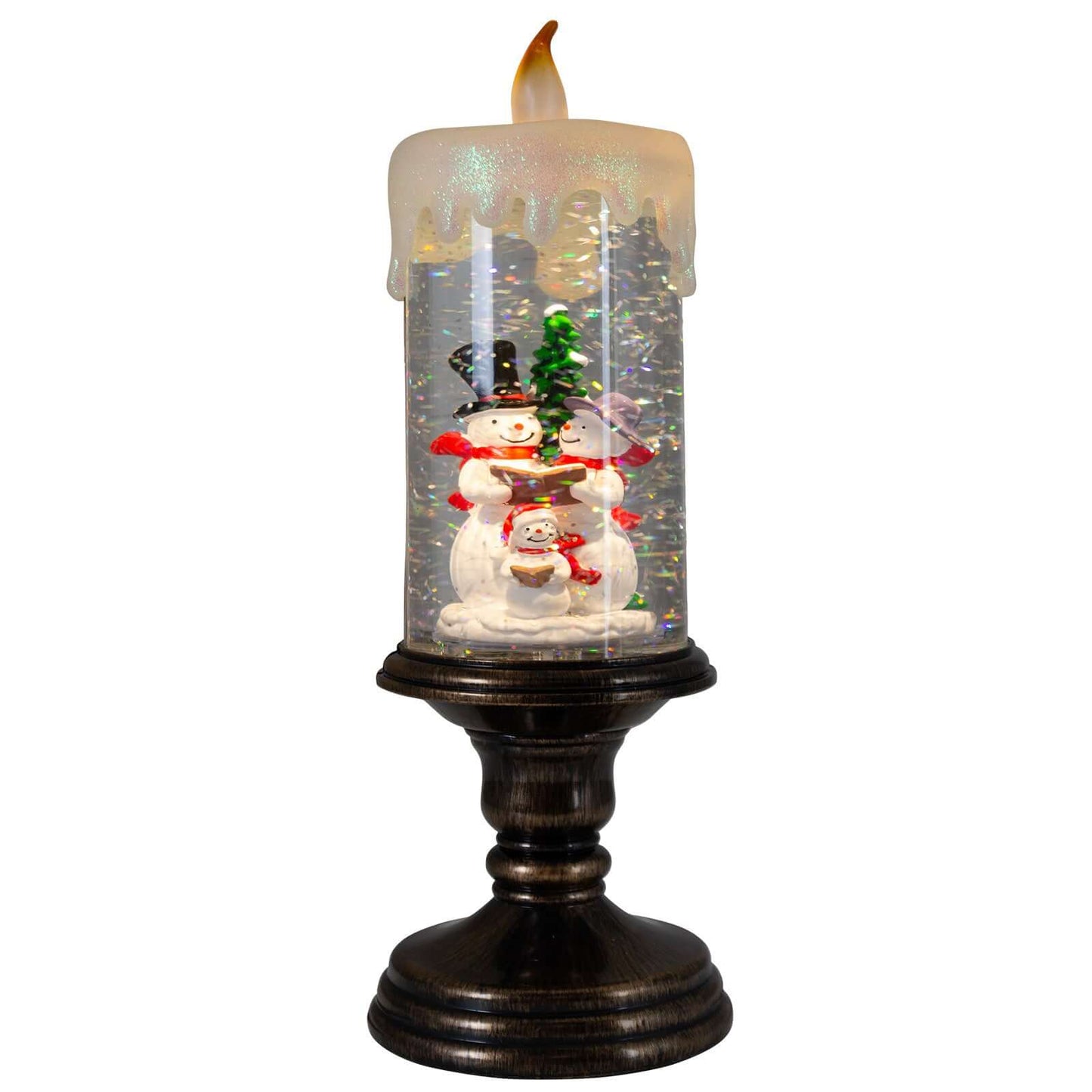 LED Schneelaterne, Kerze+Schneemann, VE-12(1)