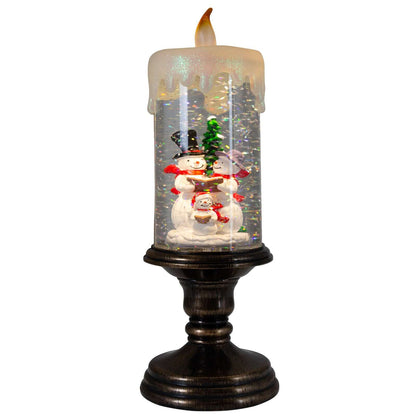 LED Schneelaterne, Kerze+Schneemann, VE-12(1)