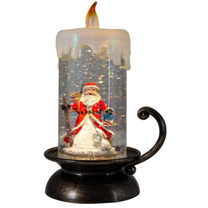 LED Schneelaterne, Kerze mit Santa, VE-12(1)