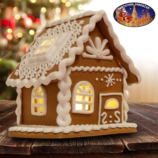 LED Lebkuchenhaus 13cm, Polyclay, VE-6