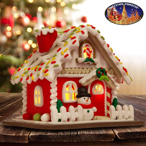 LED Lebkuchenhaus 13cm, Polyclay, VE-6
