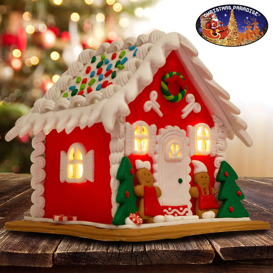 LED Lebkuchenhaus 13cm, Polyclay, VE-6