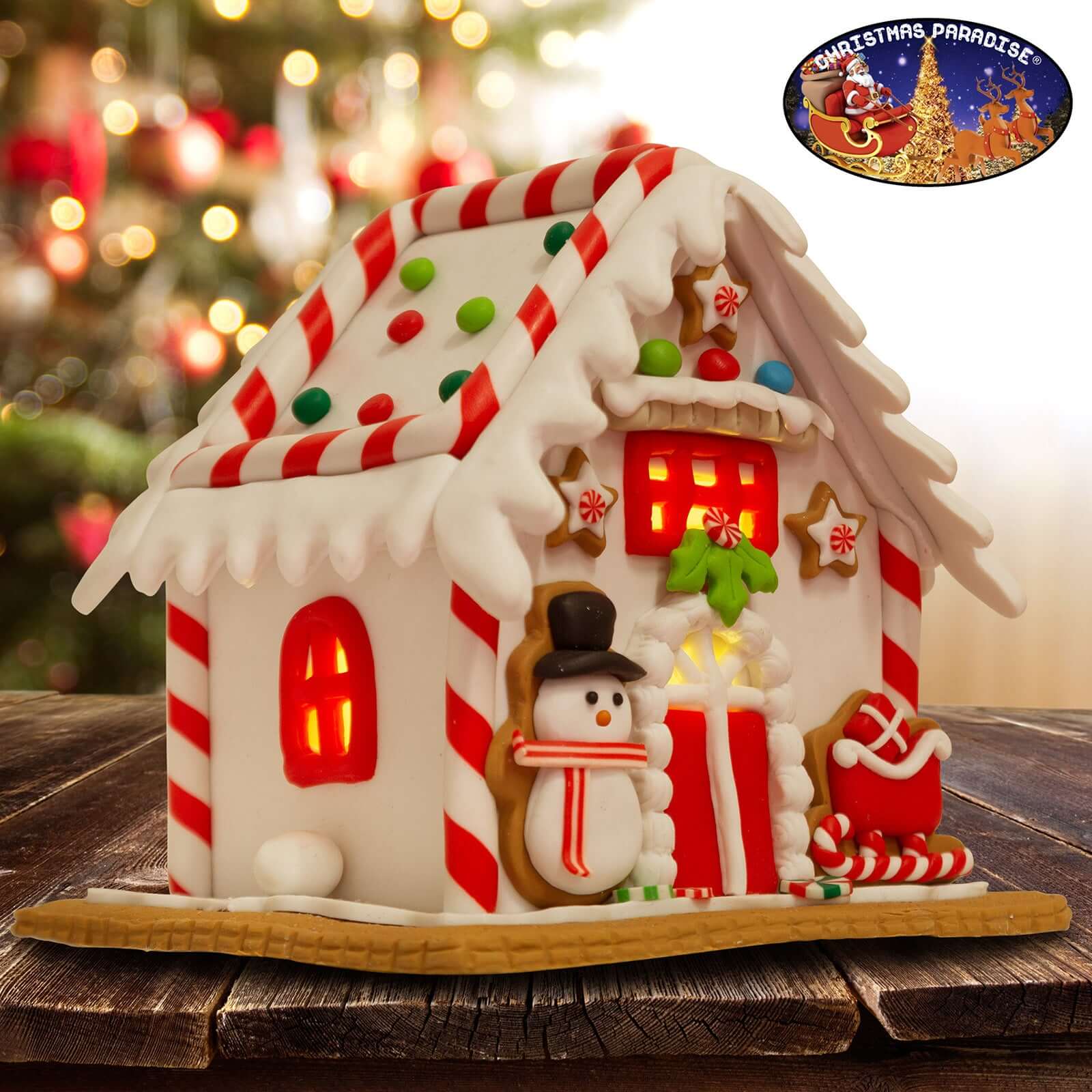 LED Lebkuchenhaus 13cm, Polyclay, VE-6