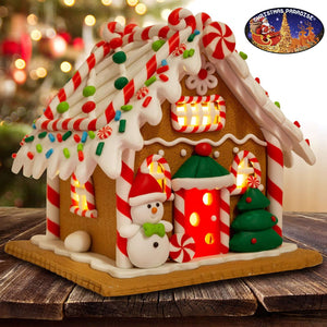 LED Lebkuchenhaus 13cm, Polyclay, VE-6