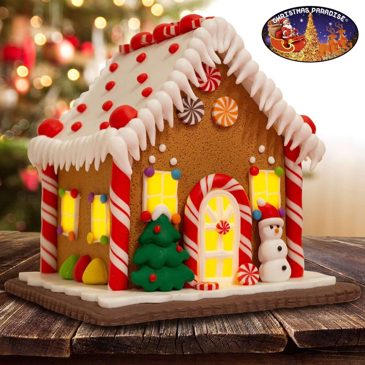 LED Lebkuchenhaus 13cm, Polyclay, VE-6