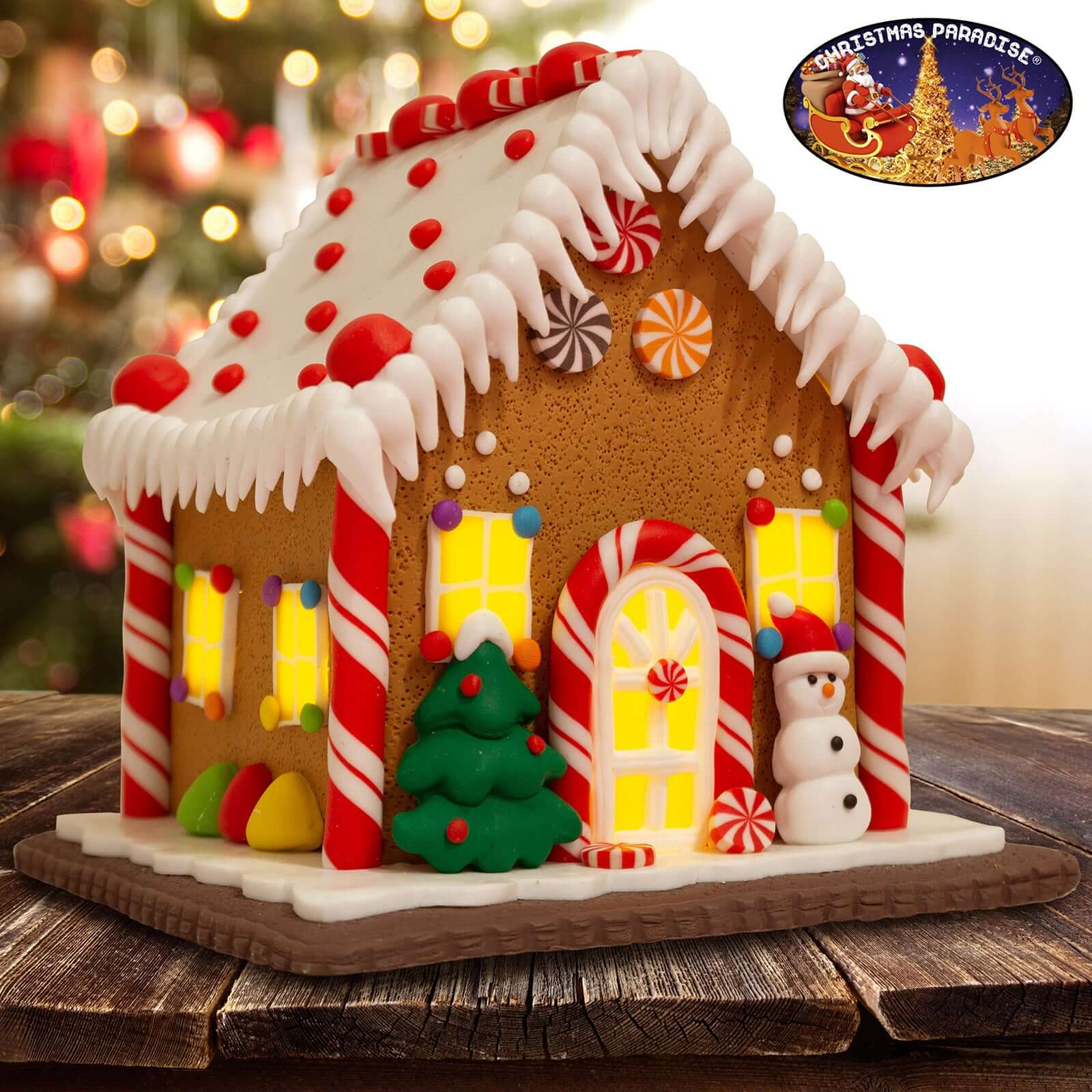 LED Lebkuchenhaus 13cm, Polyclay, VE-6