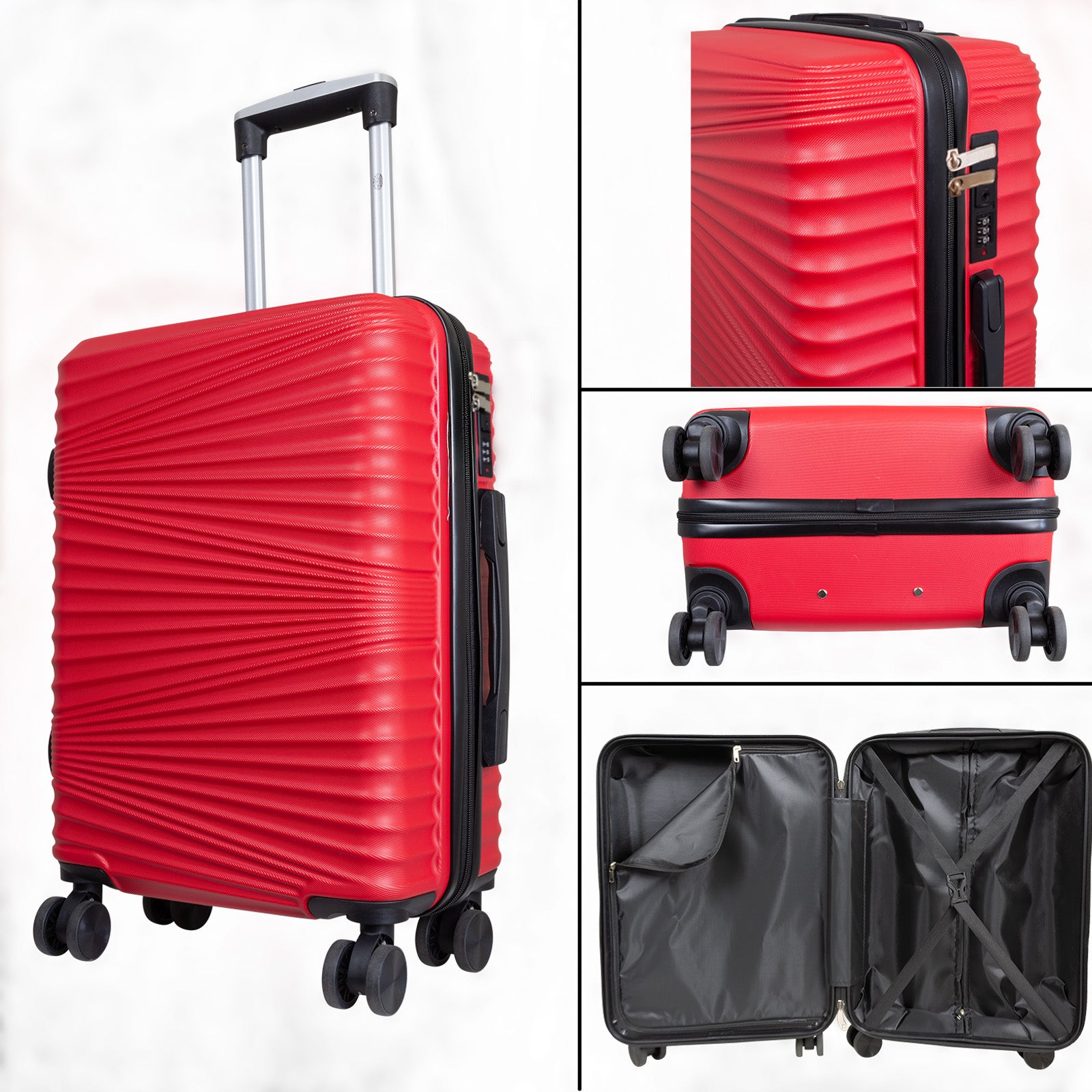 ABS Hartschalenkofferset 3tlg Luxor rot