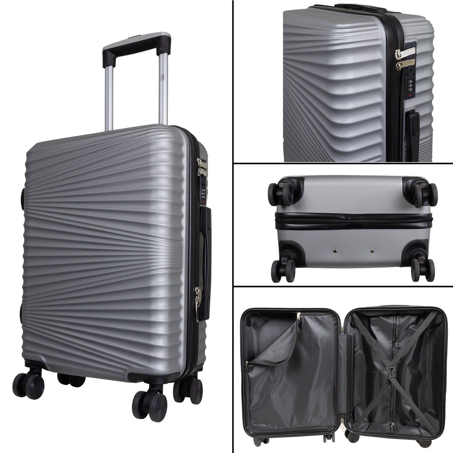 Set valigie rigide ABS 3 pz Luxor argento