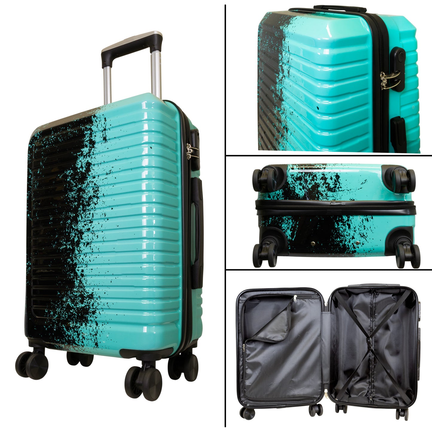 Polycarbonat Motivkofferset 3tlg Sierra schwarz-türkis