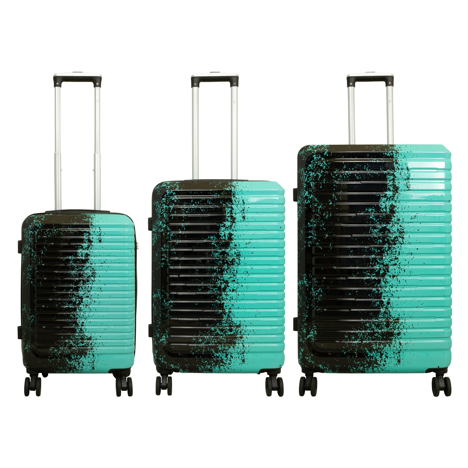 Polycarbonat Motivkofferset 3tlg Sierra schwarz-türkis