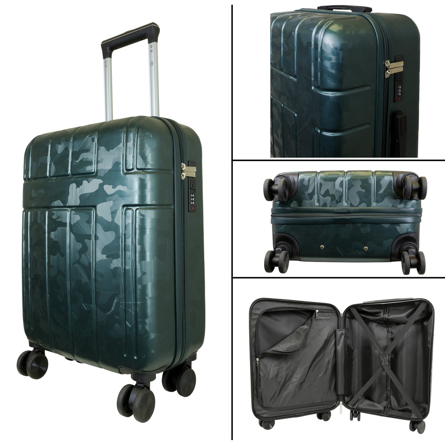 ABS Kofferset 3tlg Camouflage Dunkelgrün
