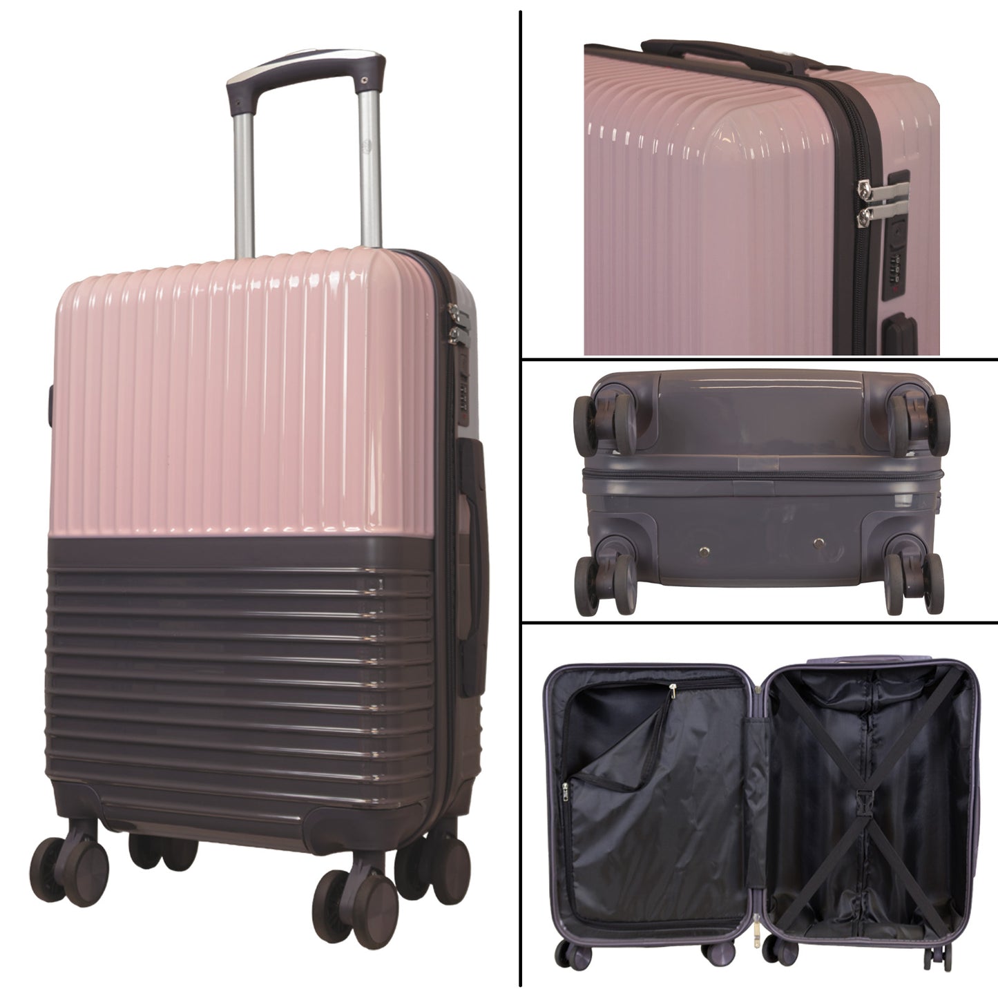 Hartschalen-Motivkofferset 3tlg - Modell Riga - Farbe pink-grau