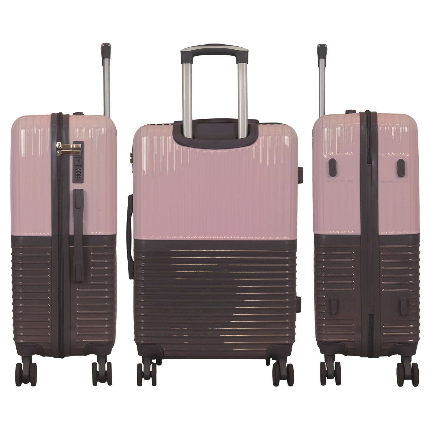 Hartschalen-Motivkofferset 3tlg - Modell Riga - Farbe pink-grau