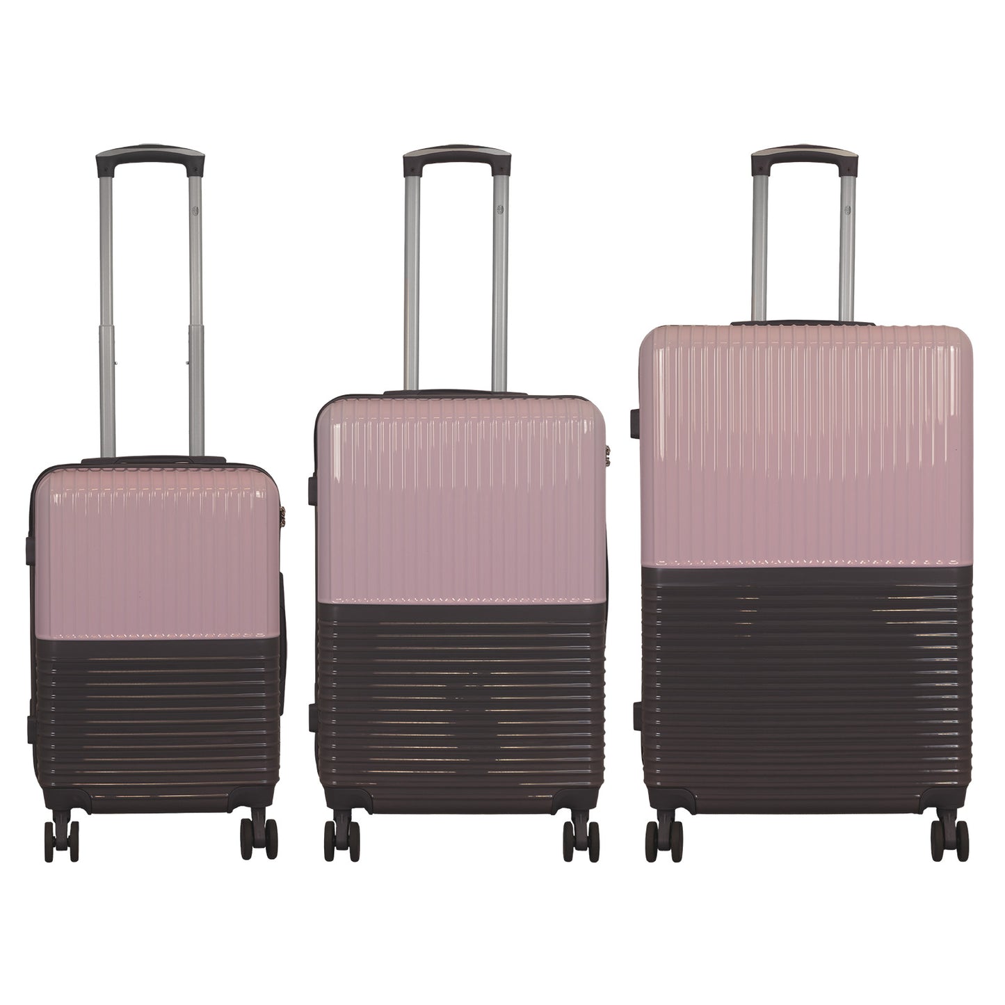 Hartschalen-Motivkofferset 3tlg - Modell Riga - Farbe pink-grau