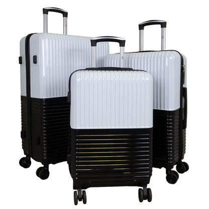 Polycarbonate motif suitcase set 3pcs Riga white-black