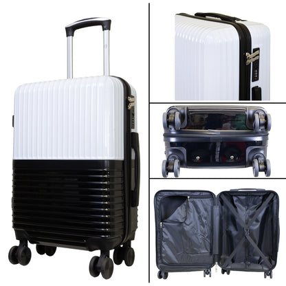 Polycarbonate motif suitcase set 3pcs Riga white-black