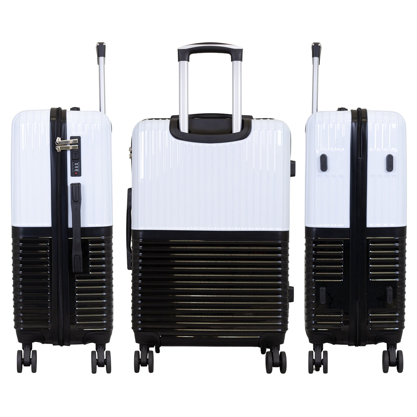 Polycarbonate motif suitcase set 3pcs Riga white-black