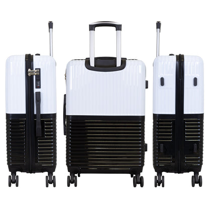 Polycarbonate motif suitcase set 3pcs Riga white-black