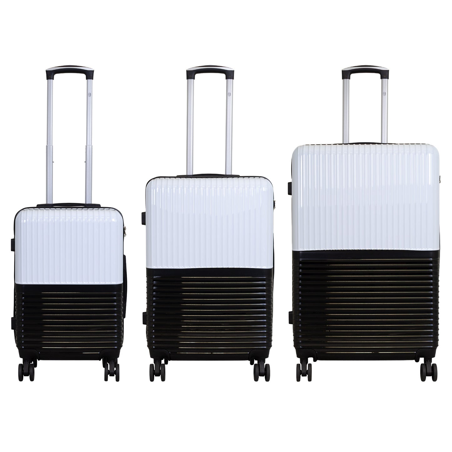 Polycarbonate motif suitcase set 3pcs Riga white-black