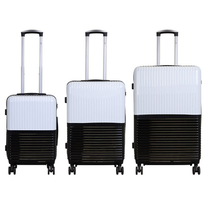 Polycarbonate motif suitcase set 3pcs Riga white-black