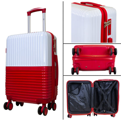 Polycarbonate motif suitcase set 3pcs Riga white-red