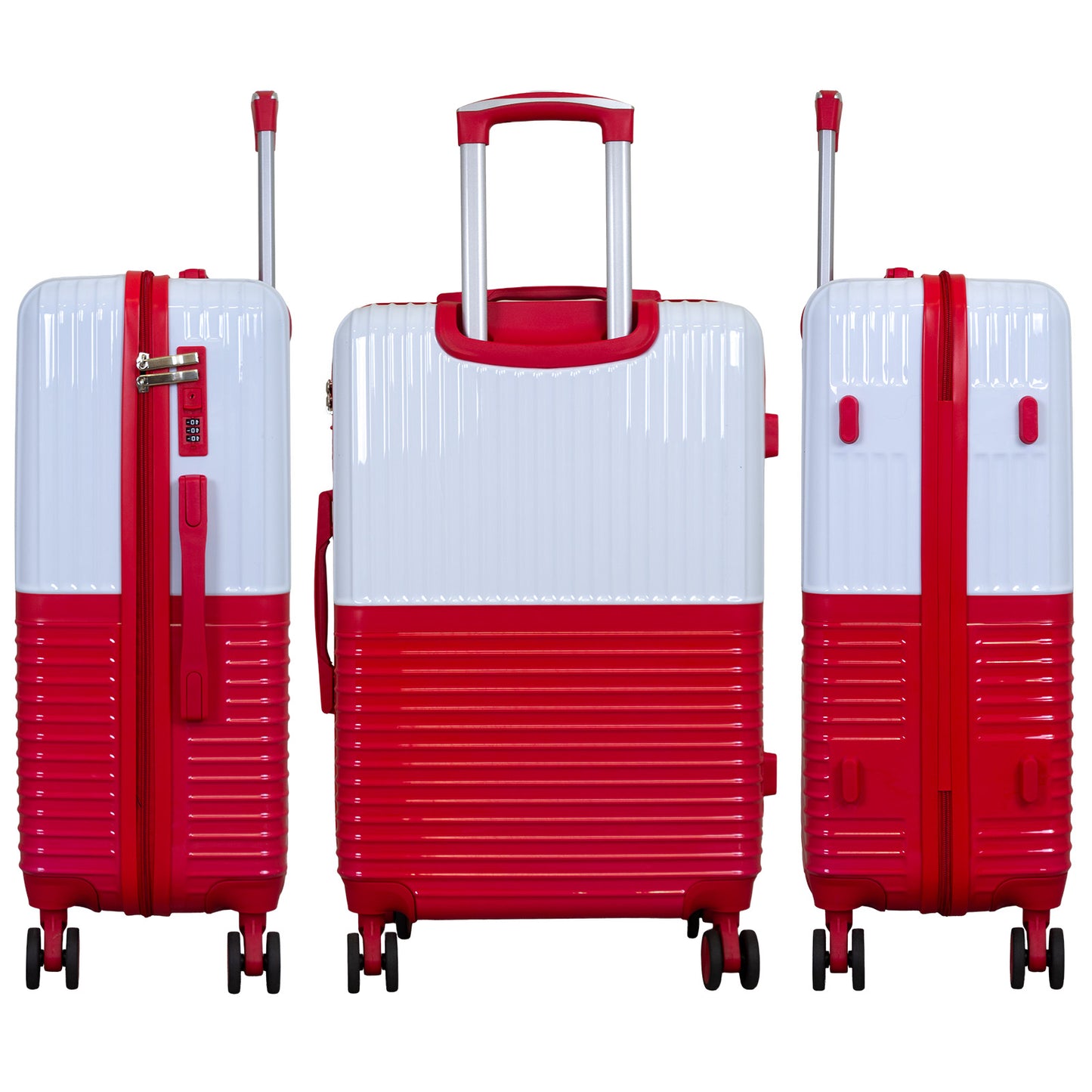 Polycarbonate motif suitcase set 3pcs Riga white-red