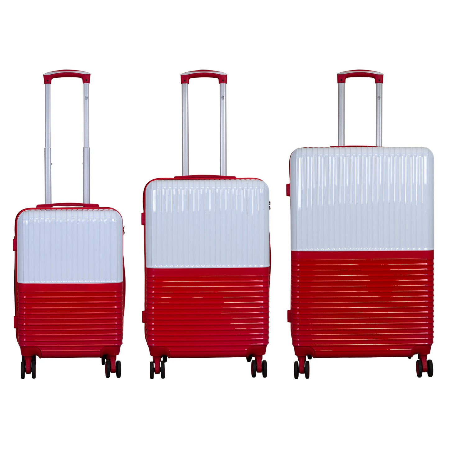Polycarbonate motif suitcase set 3pcs Riga white-red