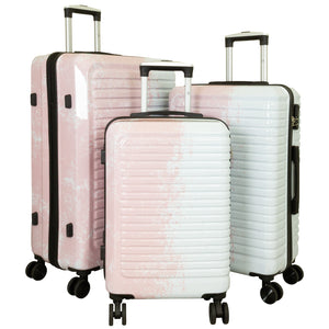 Polycarbonat Motivkofferset 3tlg Sierra weiß-pink