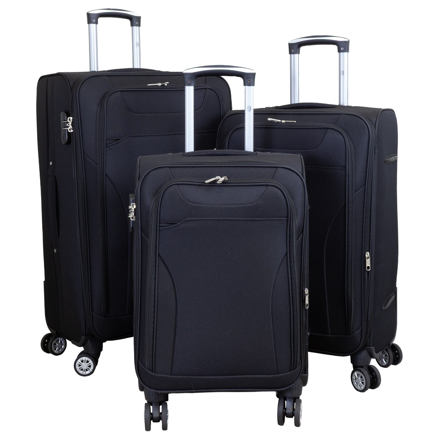 Soft Luggage Fabric Luggage Set 3pcs - Model Cremona - Color Black