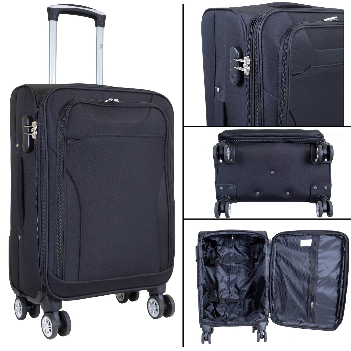 Soft Luggage Fabric Luggage Set 3pcs - Model Cremona - Color Black