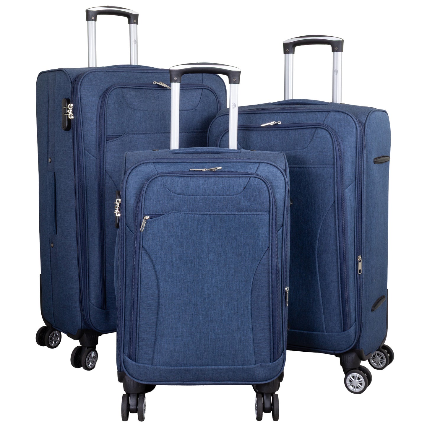 Soft Luggage Fabric Suitcase Set 3pcs - Model Cremona - Color Blue