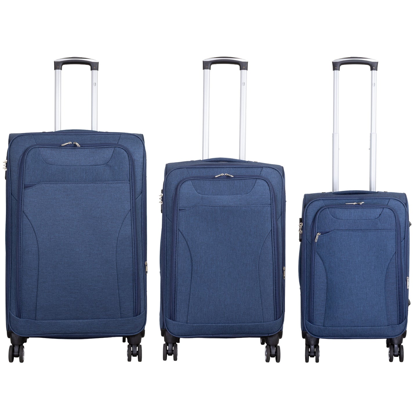 Soft Luggage Fabric Suitcase Set 3pcs - Model Cremona - Color Blue