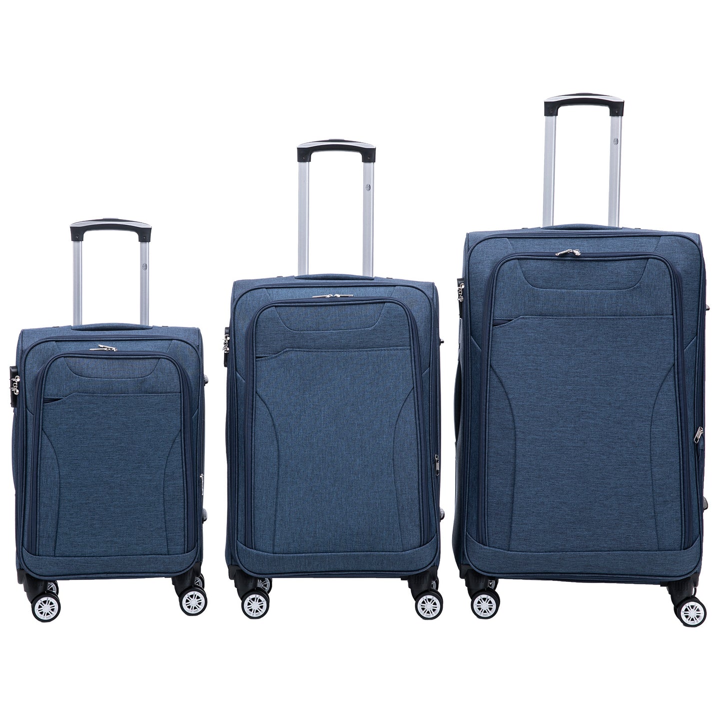 Stoff-Kofferset 3tlg Farbe blau Weichgepäck Modell Cremona