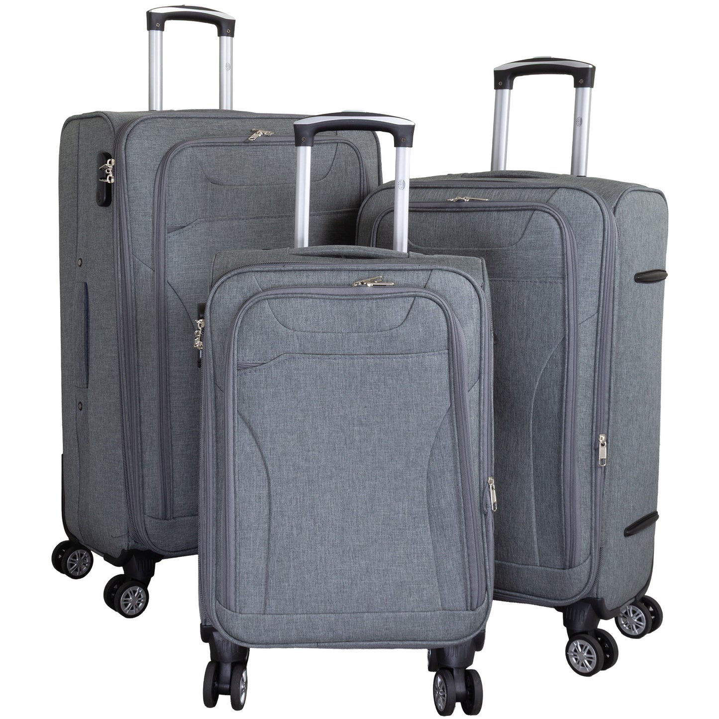 Set de valises souples en tissu 3 pièces - Modèle Cremona - Couleur gris