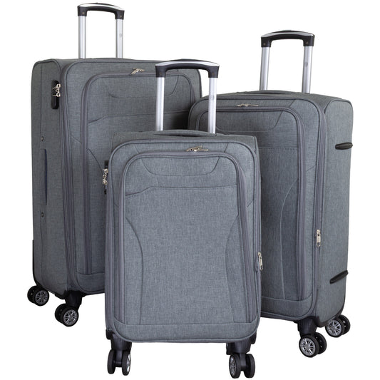 Set di valigie morbide in tessuto 3 pz - Modello Cremona - Colore grigio