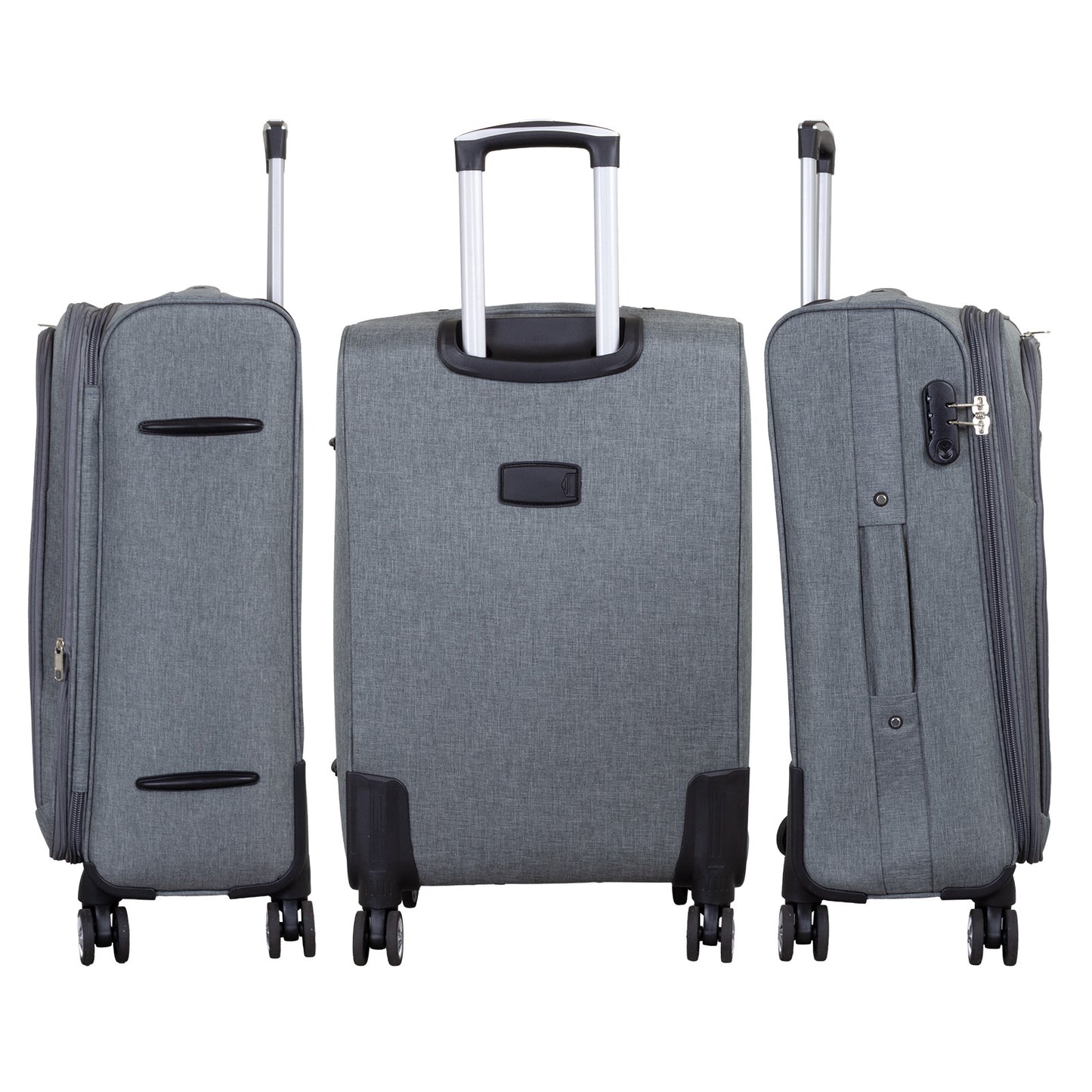 Set de valises souples en tissu 3 pièces - Modèle Cremona - Couleur gris