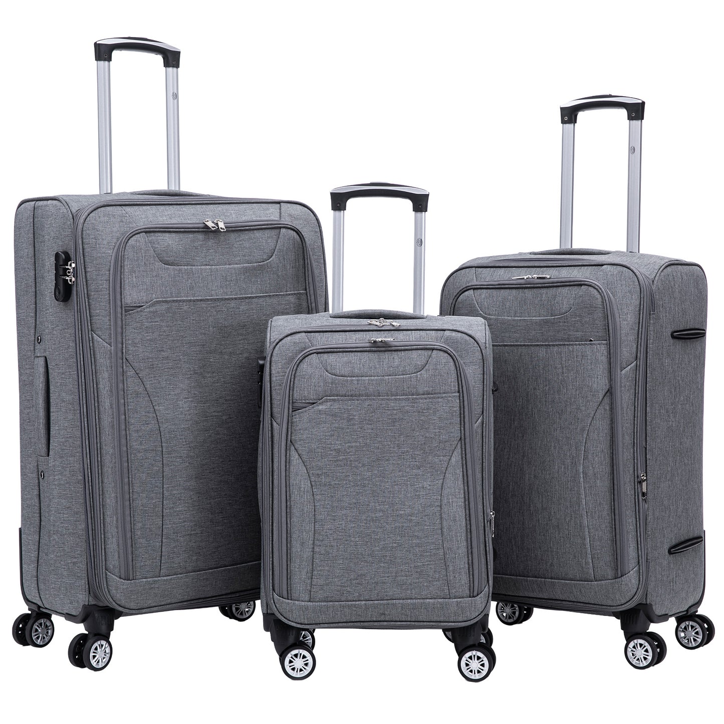 Stoff-Kofferset 3tlg Farbe grau Weichgepäck Modell Cremona