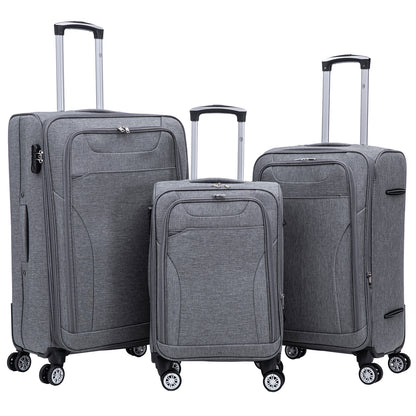 Stoff-Kofferset 3tlg Farbe grau Weichgepäck Modell Cremona