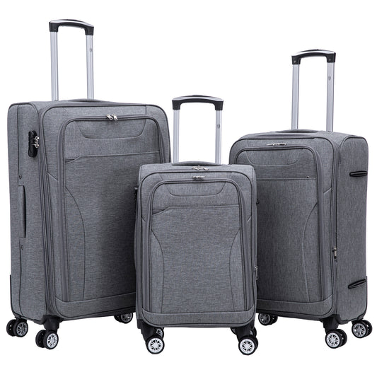 Stoff-Kofferset 3tlg Farbe grau Weichgepäck Modell Cremona