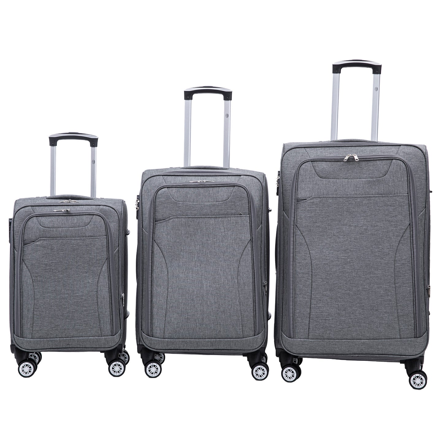 Stoff-Kofferset 3tlg Farbe grau Weichgepäck Modell Cremona