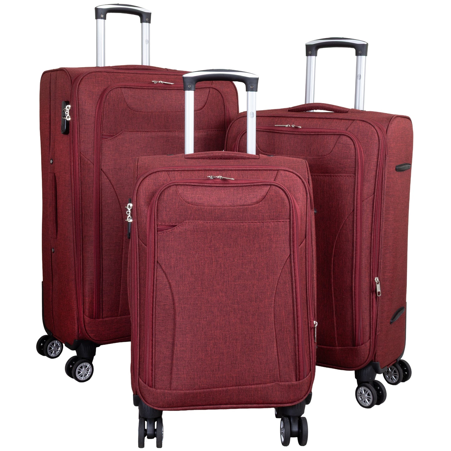 Set de valises souples en tissu 3 pièces - Modèle Cremona - Couleur rouge