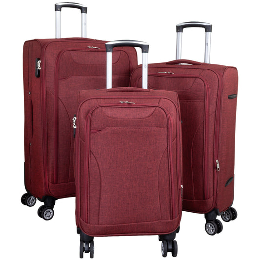 Set di valigie morbide in tessuto 3 pz - Modello Cremona - Colore rosso